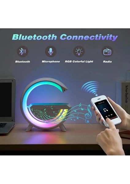 Rgb Işıklı Bluetooth Hoparlörlü Akıllı Masa Lambası – Kablosuz Şarj Destekli Çok Fonksiyonlu LED Lamba fiyatları