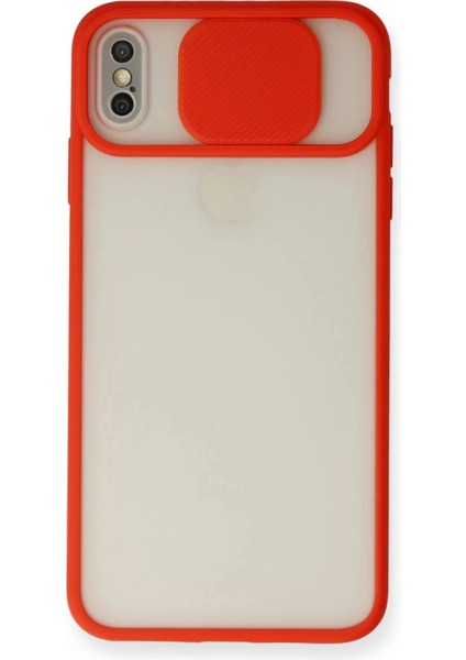 iPhone x Kılıf Palm Buzlu Kamera Sürgülü Silikon - Kırmızı
