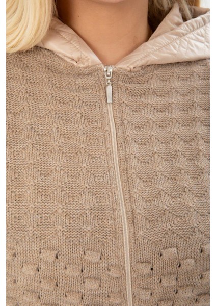 Kadın Büyük Beden Kapüşonlu Cepli Taş Detay Kapitoneli Triko Hırka indirimleri