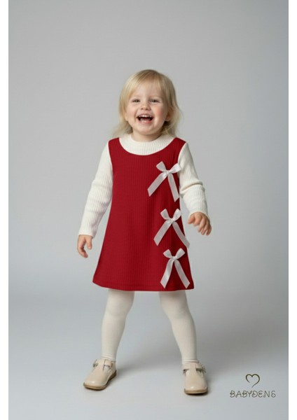 Kız Çocuk Fitilli Elbise %100 Pamuk,uzun Kollu,fiyonklu,yumuşak Dokulu, Şık Günlük,özel Gün Elbisesi