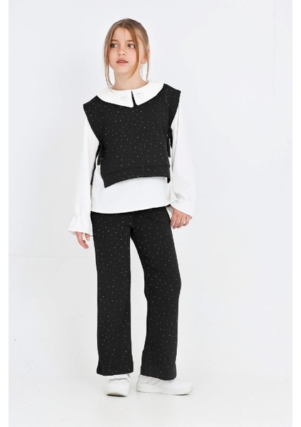 Kız Çocuk 3'lü Takım (Pantolon+Yelek+Bluz) 12429