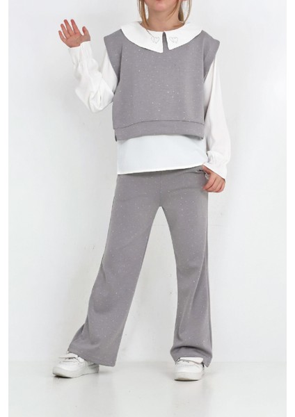 Kız Çocuk 3'lü Takım (Pantolon+Yelek+Bluz) 12429 modelleri