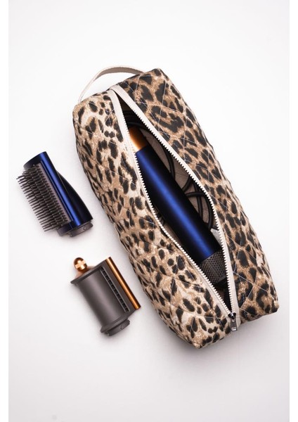 Leopar Dy-Son Airwrap ve Tüm Saç Şekillendiriciler Için Xl Boy Çanta Seyahat Çantası Leo-Kare modelleri