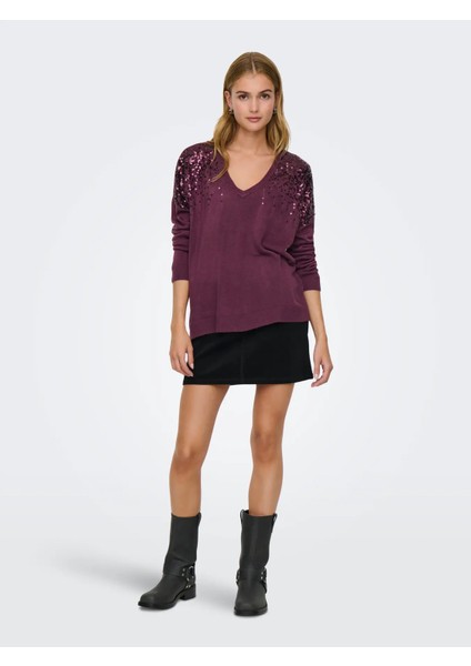 Onlstarry Ls Sequın Boxy V-Neck Knt modelleri