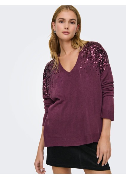 Onlstarry Ls Sequın Boxy V-Neck Knt fırsatları