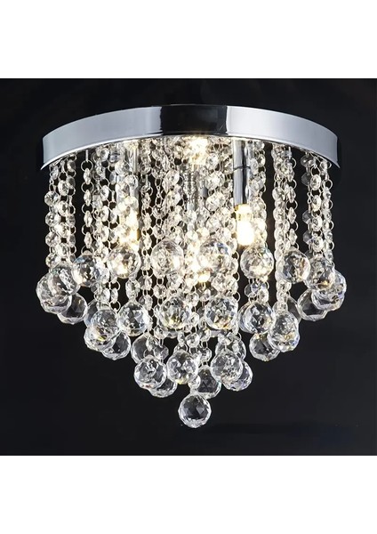 Akasya Büyük Krom Kristal Taşlı Salon Avizesi