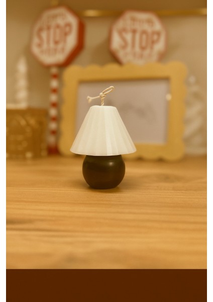 Dekoratif Abajur Şeklinde Çift Renkli Mum | Boy:8cm - Çap : 6cm | Şık El Yapımı Mum