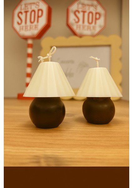 Dekoratif Abajur Şeklinde Çift Renkli Mum | Boy:8cm - Çap : 6cm | Şık El Yapımı Mum indirimleri