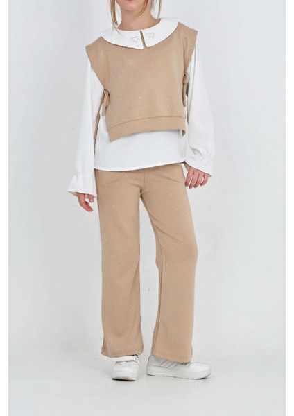 Kız Çocuk 3'lü Takım (Pantolon+Yelek+Bluz) 12429