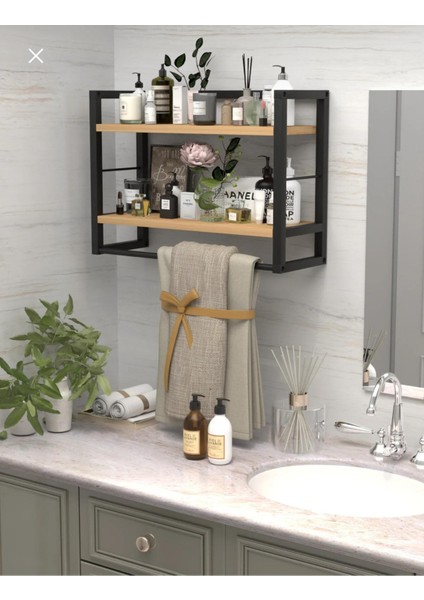 Tridihome Iki Katlı Lüx Banyo Duvar Rafı Şampuanlık Sabunluk Havluluk Aksesuar Düzenleyici