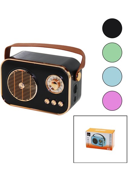 M4 Portable Wireless Hoparlör - Speaker Işıklı USB Şarjlı Renkli Kasa - Bronz Çerçeveusb - Dc 5V - Tf (4490)