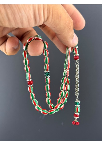 Yeşil Kırmızı Pirinç Tesbih Beyzi Kesim 5,5X8MM fırsatları