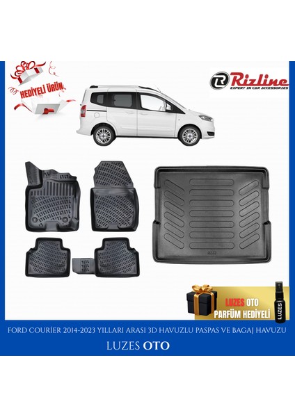 Ford Courier 3D Havuzlu Paspas ve Bagaj Havuzu 2016 Model Uyumlu