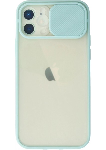 iPhone 12 Kılıf Palm Buzlu Kamera Sürgülü Silikon - Turkuaz