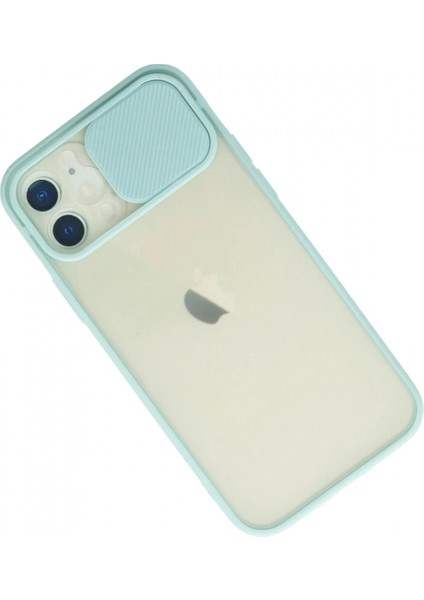 iPhone 12 Kılıf Palm Buzlu Kamera Sürgülü Silikon - Turkuaz modelleri