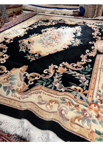 El Dokuma Kabartmalı Çin Halısı Birinci Sınıf Kalite Siyah Renk Ebat 310X245 fiyatları
