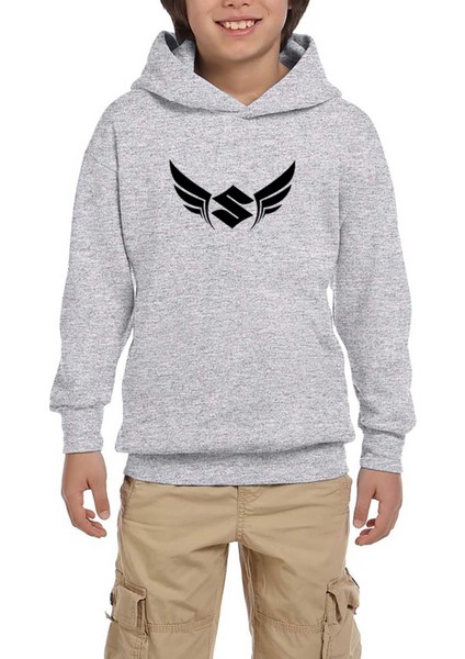 Suzuki Wings Gri Çocuk Kapşonlu Sweatshirt