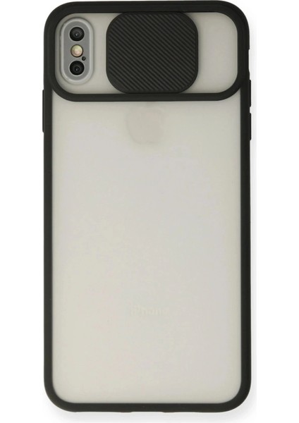 iPhone x Kılıf Palm Buzlu Kamera Sürgülü Silikon - Siyah