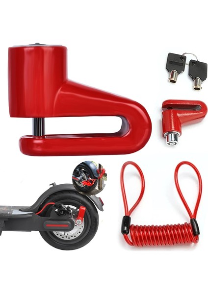 Scooter Motosiklet Elektrikli Bisiklet Disk Fren Kilidi Uyarı Halatı Çelik Güvenlik Kilidi Hırsızlık Önleyici