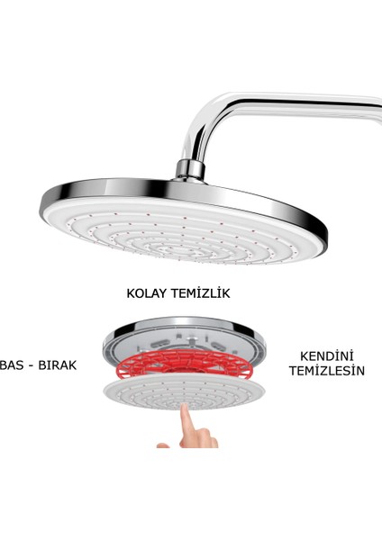 | Valtemo Mucize Kireç Önleyicili & Patentli Temizleme Sistemli Tepe Duş Seti modelleri