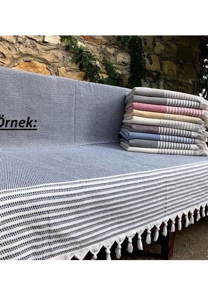 Pamuklu Kaymaz Hasır Dokuma Kolları Örten Koltuk Örtüsü Maxi Takım-Koyu Gri Yeni fiyatları