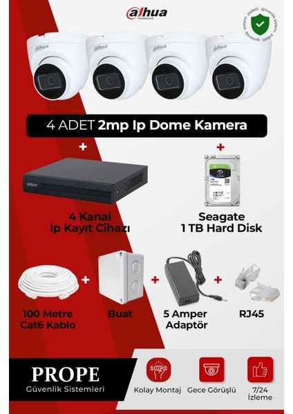 4 Kameralı Dome Sistem Paketi
