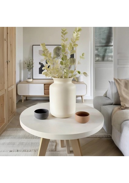 Iskandinav Tarzı Seramik Krem Rengi Petra Vazo 17CM fiyatları