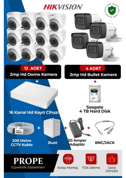 Hıkvısıon 16 Kameralı Full Sistem Paketi