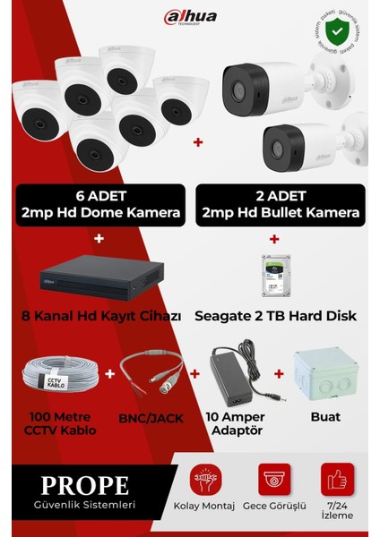 8 Kameralı Hd Full Sistem Paketi