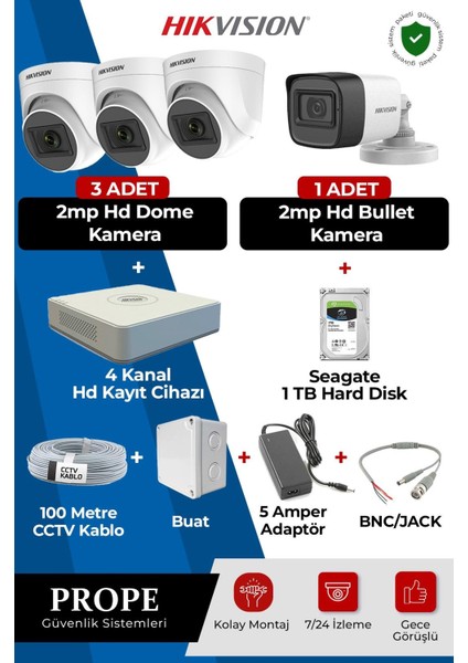 Hıkvısıon 4 Kameralı Full Sistem Paketi