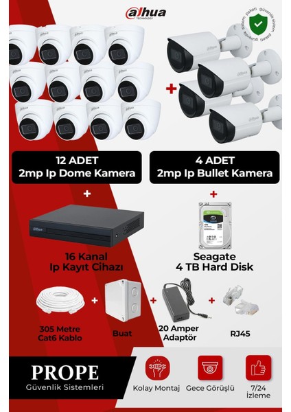 16 Kameralı Full Sistem Paketi