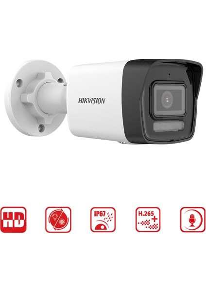 Hıkvısıon DS-2CD1043G2-LIUF 4mpix, 2,8mm Lens, H265+, 30MT Gece Görüşü, Hybrid Light, Sd Kart,dahili Mikrofon, Poe, Bullet Ip Kamera modelleri