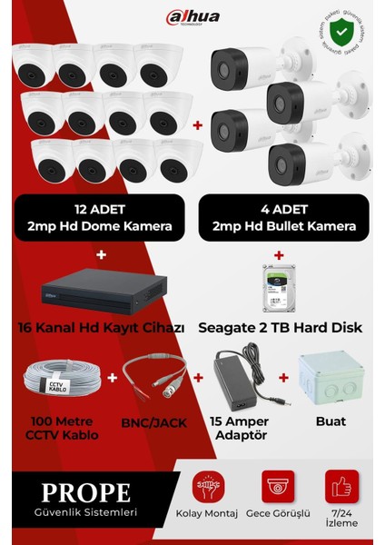16 Kameralı Hd Full Sistem Paketi
