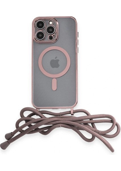 iPhone 12 Pro Max Kılıf Divo Lazer Askılı Magsafe Kapak - Pembe