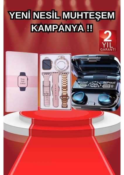 Aksesuar Hediyeli Akıllı Saat ve Dijital Göstergeli Powerbankli Bluetooth Kulaklık fiyatları