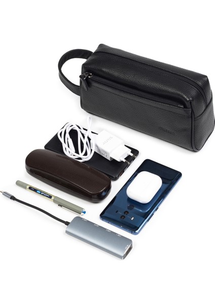 Erkek Hakiki Deri Portföy El Çantası – Fermuarlı, Çok Bölmeli, Premium indirimleri