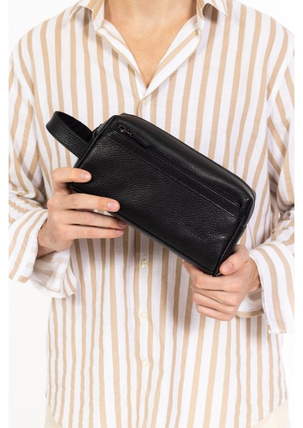 Erkek Hakiki Deri Portföy El Çantası – Fermuarlı, Çok Bölmeli, Premium