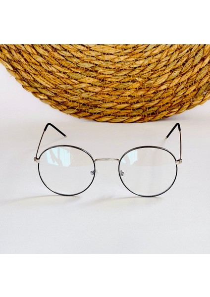 Sılver Siyah Yuvarlak Mavi Işık Korumalı Gözlük