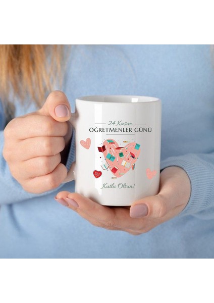 24 Kasım Öğretmenler Günü Kalpli Kupa Bardak Isim Yazılabilir fiyatları