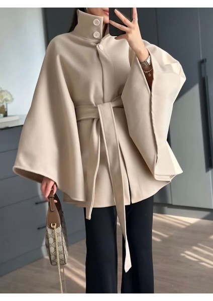 Kuşaklı Kaşe Kumaş Panço modelleri