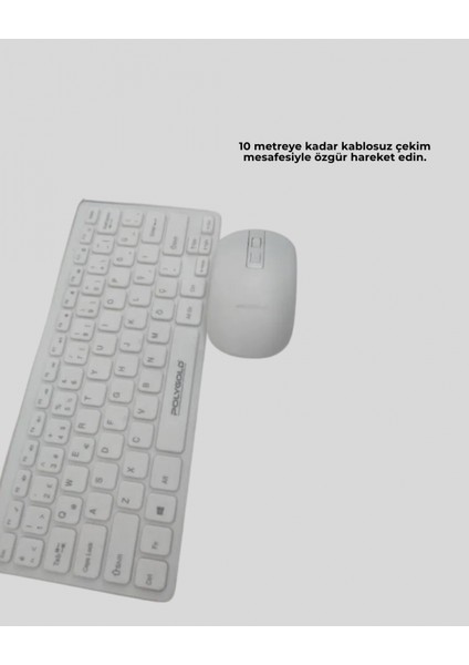 Kablosuz Klavye Mouse Seti Beyaz Q Klavye Tüm Cihazlara Uyumlu fırsatları