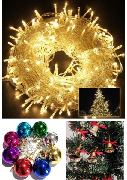 Özel 3 Lü Yılbaşı Seti 12 Adet Çam Ağacı Çanı 6’lı Yılbaşı Çam Ağacı Topu 10 Metre Animasyonlu LED