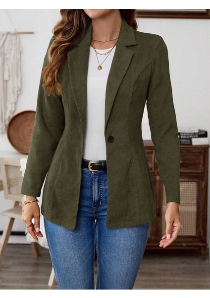 Kadın Uzun Kollu Yakalı Tek Düğmeli Süet Ceket modelleri