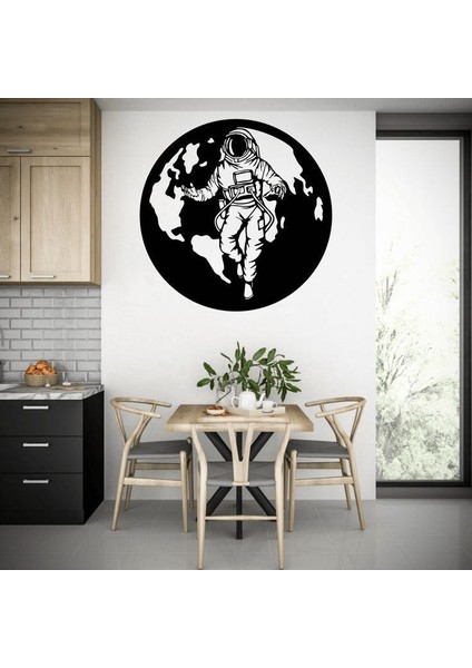 Uzay Astronot Mdf Kendinden Yapışkanlı Dekoratif Tablo 40X40
