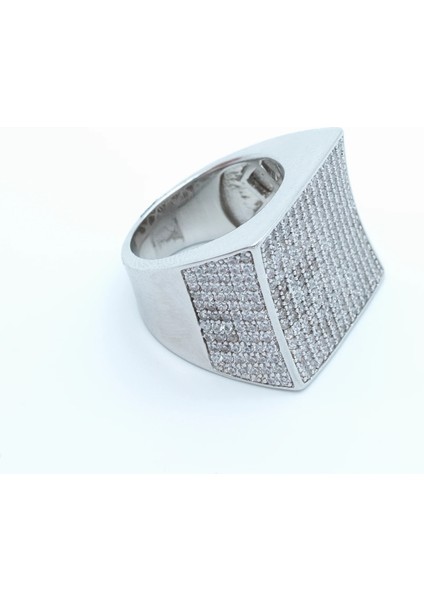 Vip Kare Taşlı Gümüş Kaplama Zirkon Yüzük – Tam Taş Kaplama Modern Yüzük fiyatları