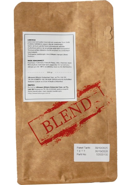 Espresso Blend Çekirdek Kahve 200GR (Afrika Harmanı)