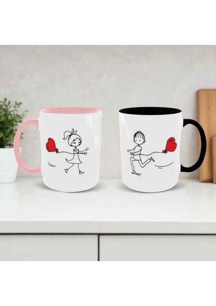 Sevgili Kupaları Çift Kupaları 2'li Set Tatlı Kupalar Renkli Kupalar Sevgiliye Hediye