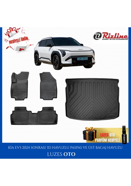 Kia Ev3 3D Havuzlu Paspas ve Üst Bagaj Havuzu 2024 Model Uyumlu