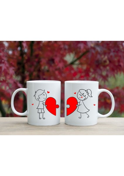 Sevgili Kupaları Çift Kupaları 2'li Set Tatlı Kupalar Beyaz Kupa Sevgiliye Hediye Bardak