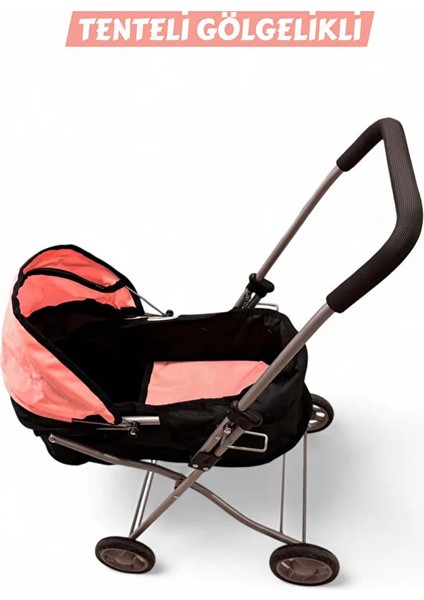Katlanabilir Metal Dayanıklı Gövde 64 cm Tenteli Gölgelikli Oyuncak Bebek Arabası 3 Tekerli indirimleri